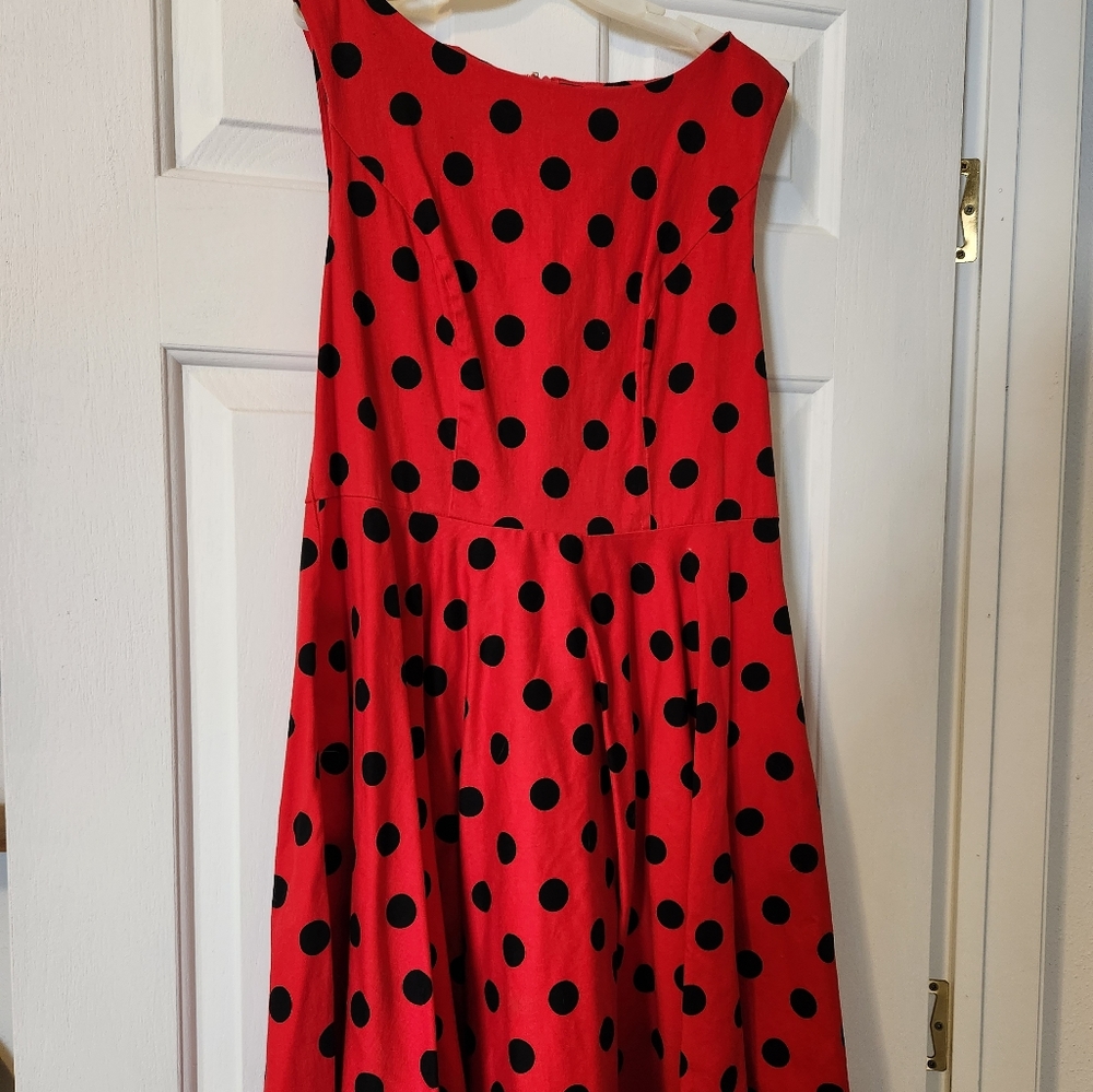 Red polka dot dress
